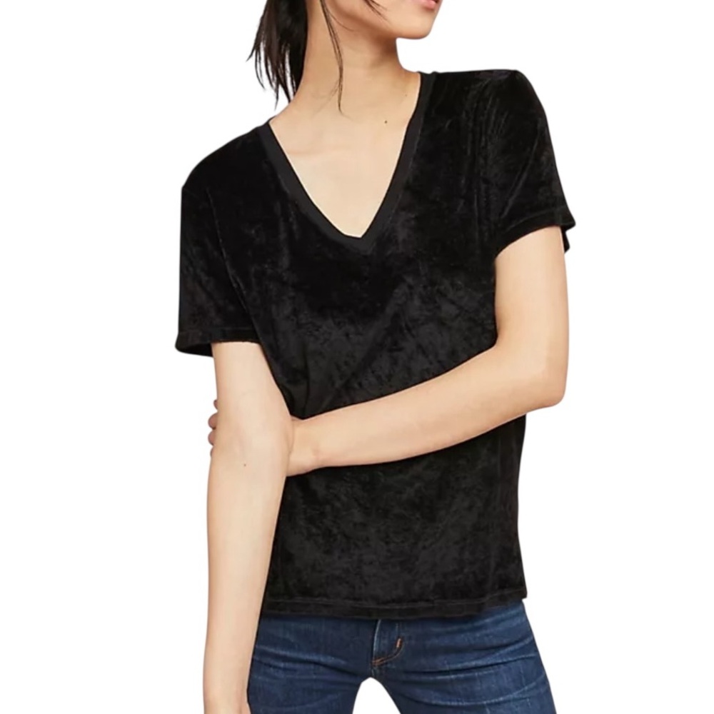 Michael Stars Vali Velvet Top short sleeve baggy v-neck Sz M excellent condition
